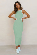 Crewneck Bodycon Cutout Maxi Dress