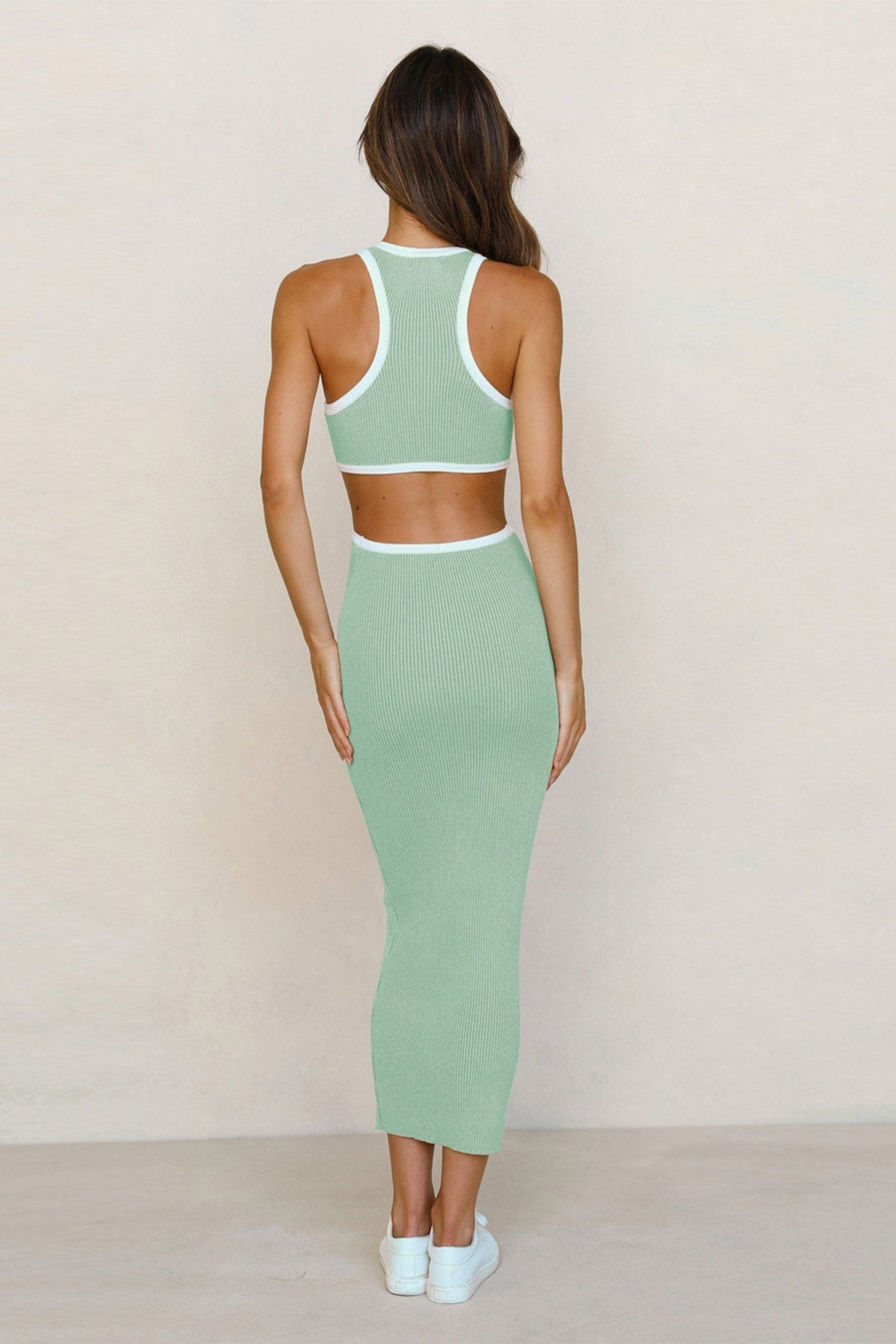 Crewneck Bodycon Cutout Maxi Dress