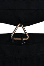 Cropped Slit-Detail Midi Skirt with a Round Neck