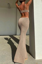 Knit Strappy Open-Back Dress with Cutout Details