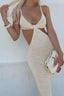Knit Strappy Open-Back Dress with Cutout Details