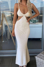 Knit Strappy Open-Back Dress with Cutout Details