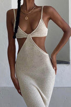Knit Strappy Open-Back Dress with Cutout Details