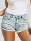 Denim Shorts with Raw-Edge Detail