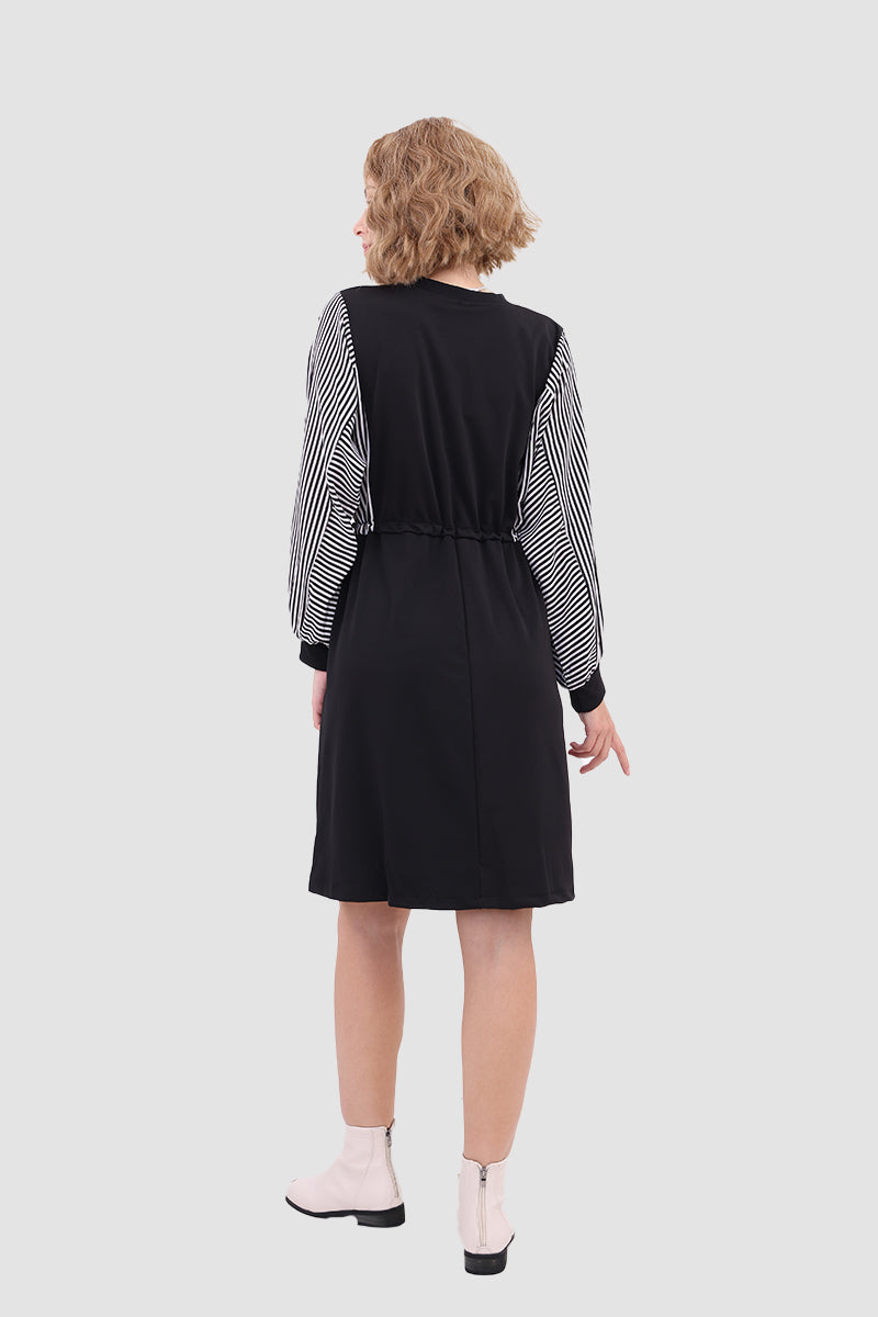 Long-Sleeve Dress with Drawstring Detail
