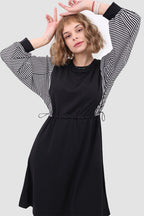 Long-Sleeve Dress with Drawstring Detail