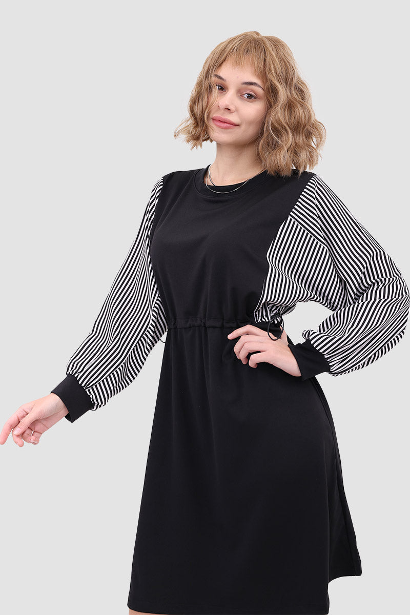 Long-Sleeve Dress with Drawstring Detail