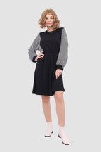 Long-Sleeve Dress with Drawstring Detail