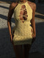 High-Neck Crochet Mini Dress with Cutout Details