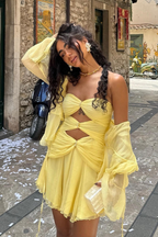 A-Line Asymmetric Draped Mini Dress
