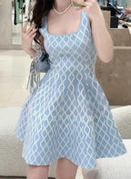 Knit Contrast-Detail Sleeveless Mini Dress