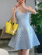Knit Contrast-Detail Sleeveless Mini Dress