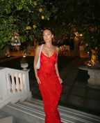 Off-Shoulder Maxi Dress with an Open Back