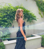 Off-Shoulder Maxi Dress with an Open Back
