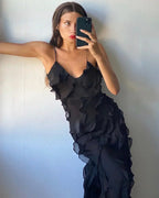 Off-Shoulder Maxi Dress with an Open Back