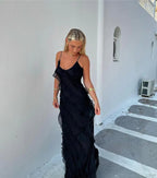 Off-Shoulder Maxi Dress with an Open Back