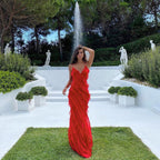 Off-Shoulder Maxi Dress with an Open Back