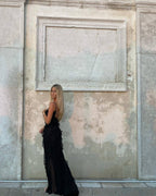 Off-Shoulder Maxi Dress with an Open Back