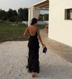 Off-Shoulder Maxi Dress with an Open Back