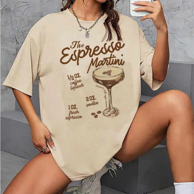 Espresso Martini Recipe Retro T-shirt Khaki / S t-shirt-250223 Main image
