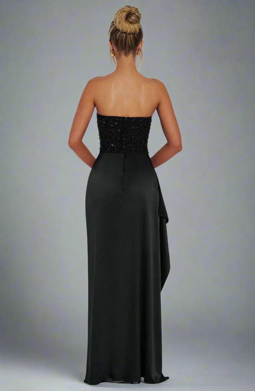Fitted Cropped Slit-Detail Top & Skirt Set with Sequin Detail
