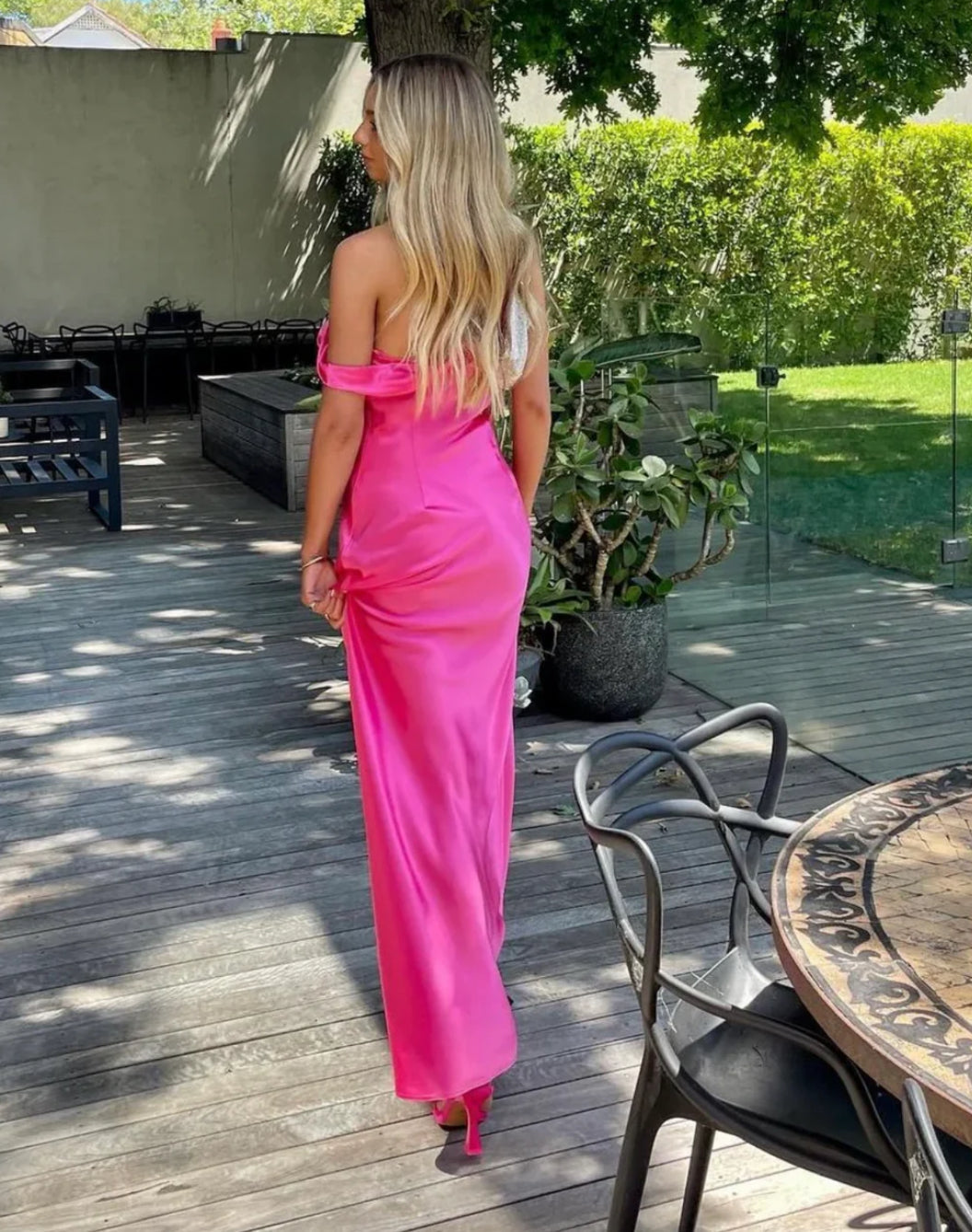 Bias-Cut Draped Asymmetric Dress