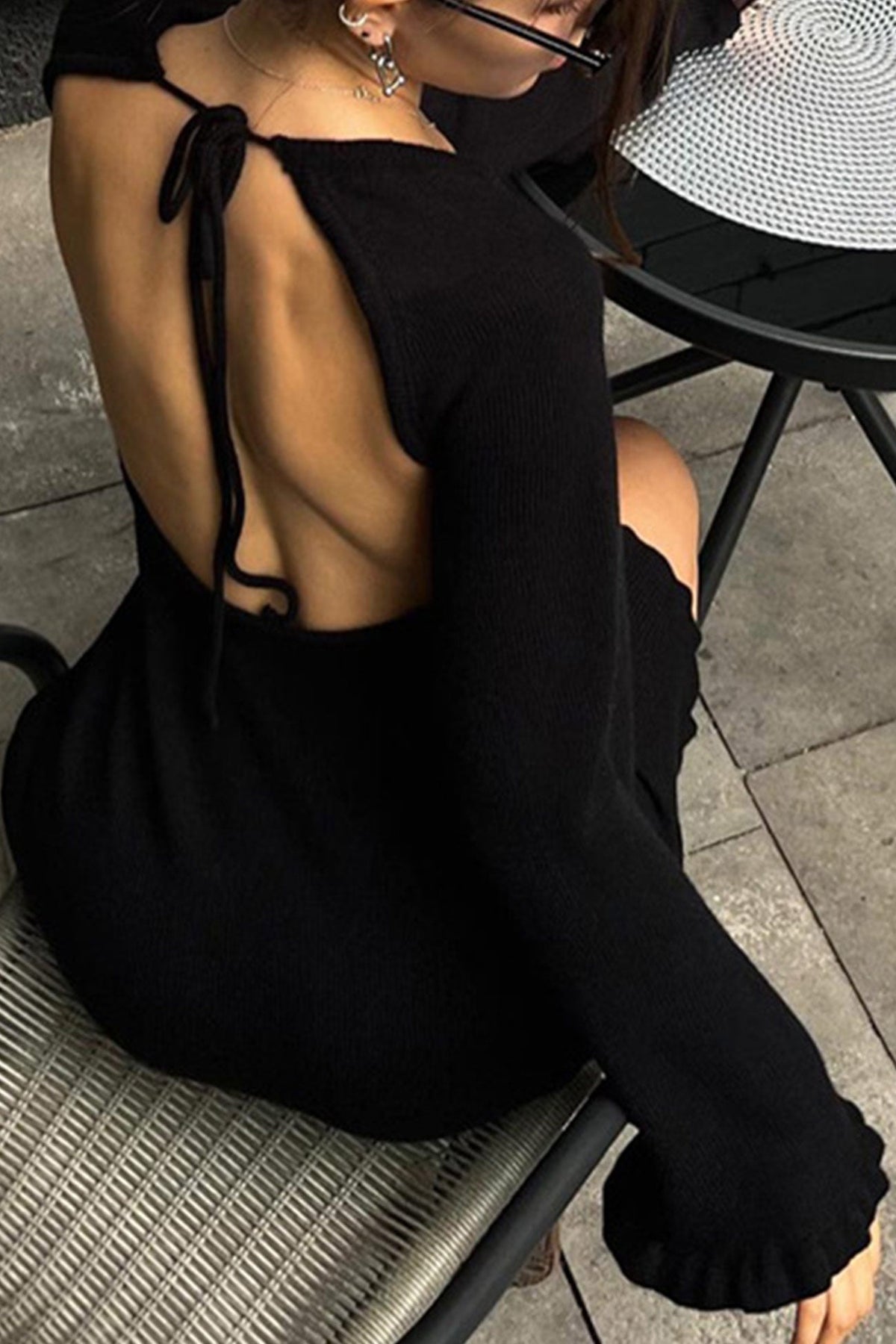 Knit Dress with Ruffle Details