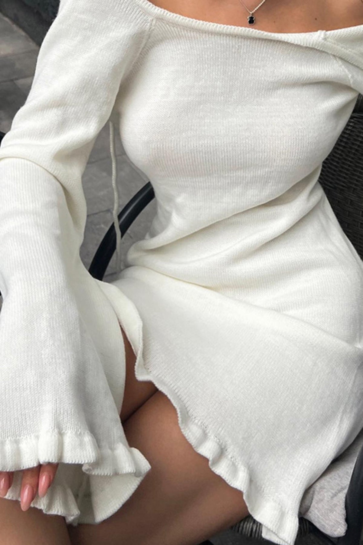 Knit Dress with Ruffle Details