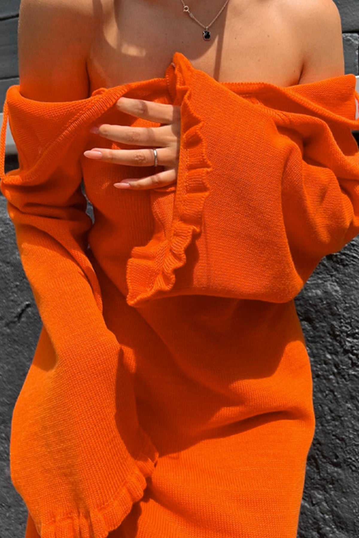Knit Dress with Ruffle Details
