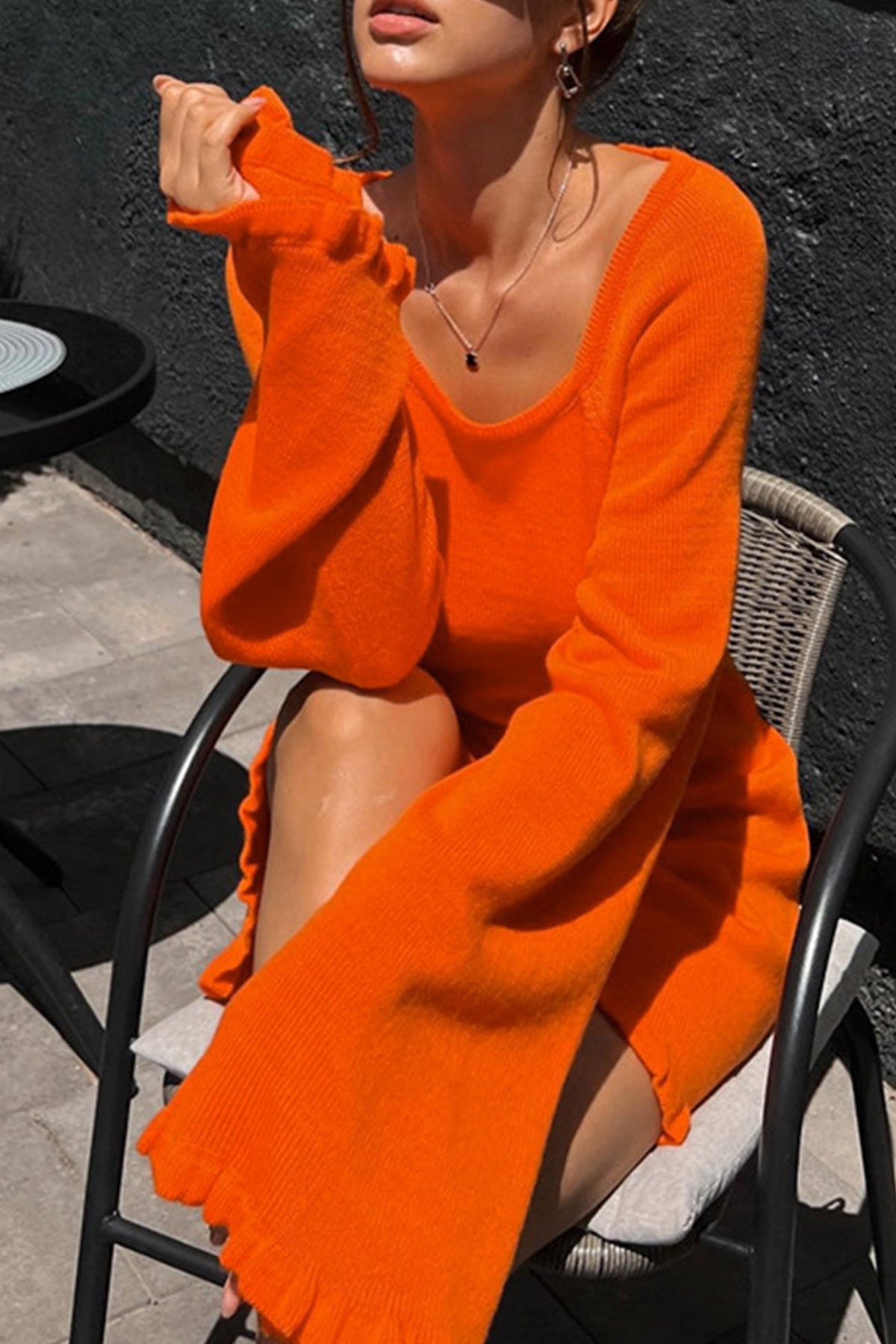 Knit Dress with Ruffle Details