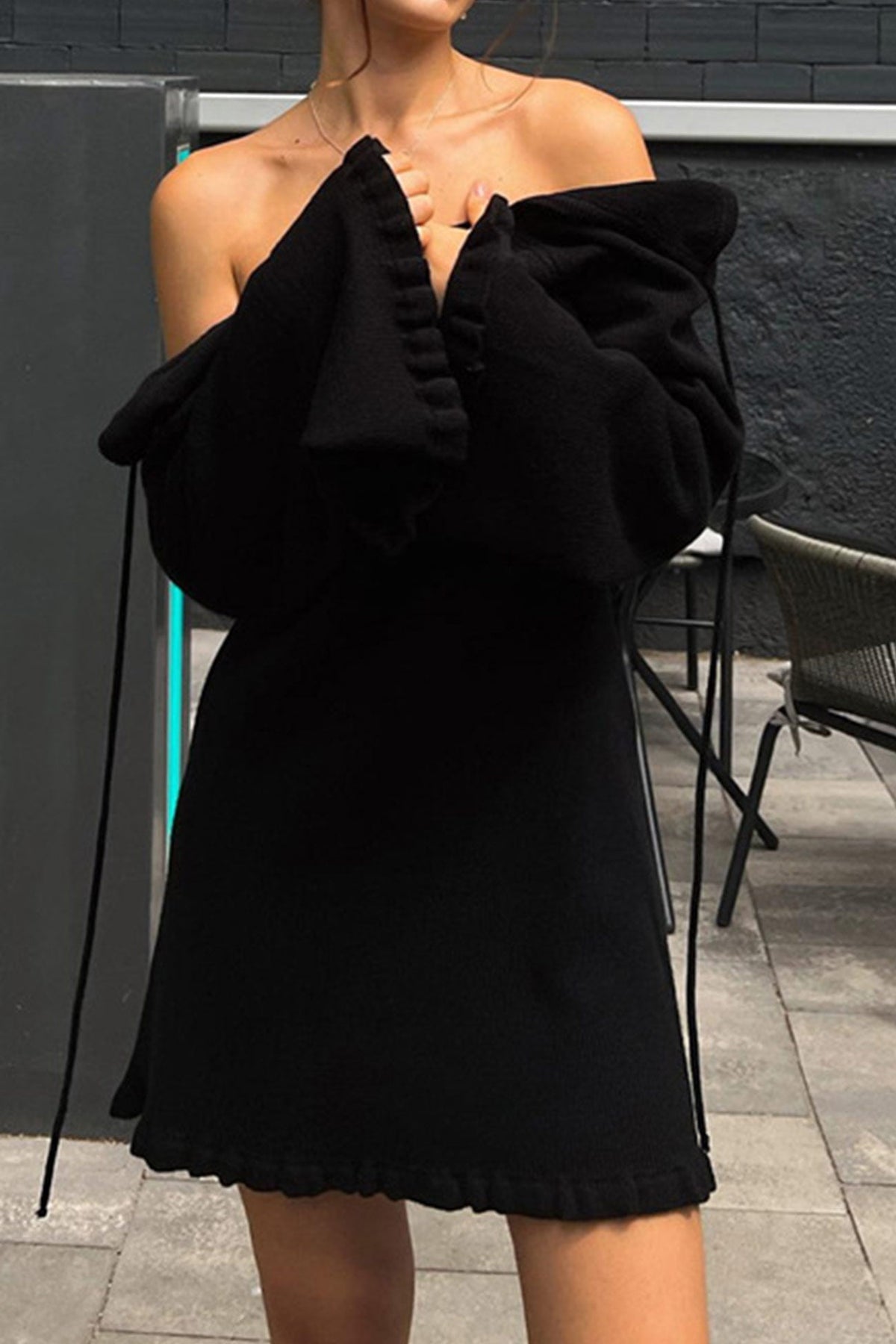 Knit Dress with Ruffle Details