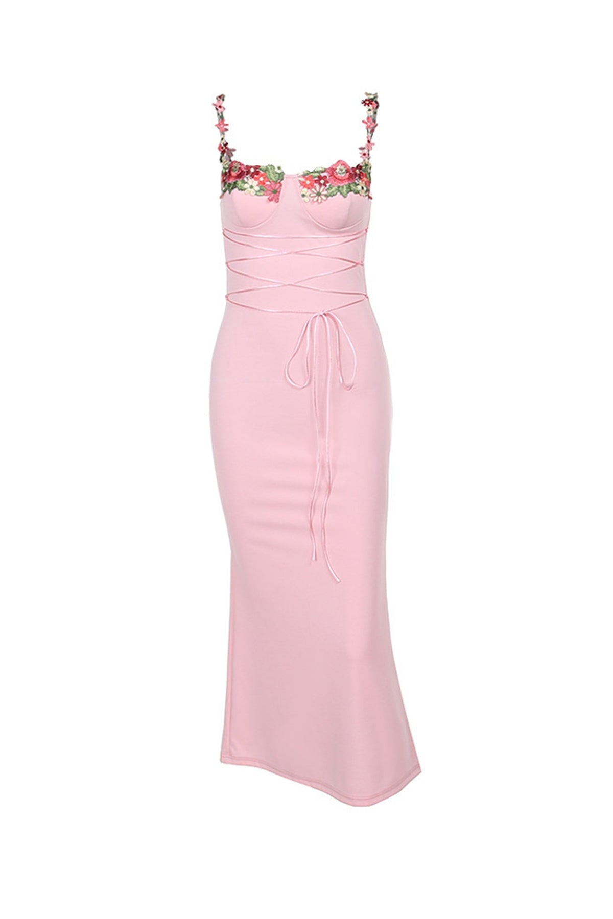 Strappy Floral Dress with Embroidery