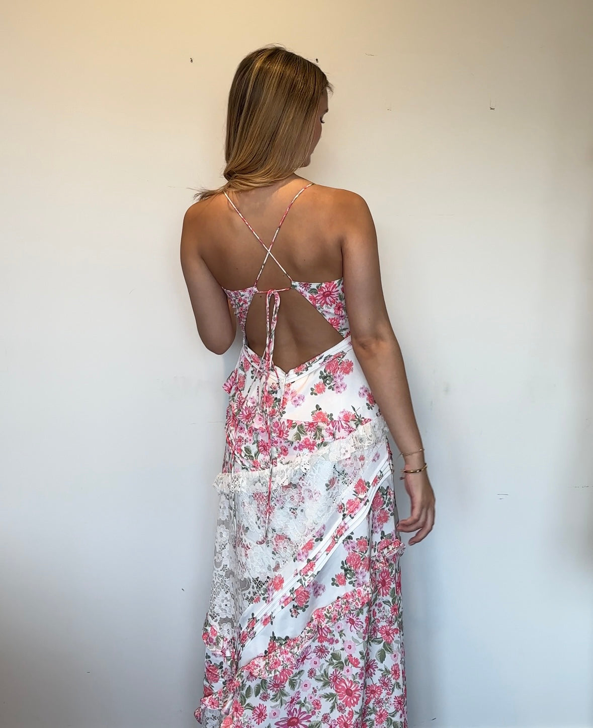 Floral Asymmetric Dress with Panel Details