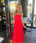 Strapless Asymmetric Dress with a Side Zip