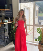 Strapless Asymmetric Dress with a Side Zip