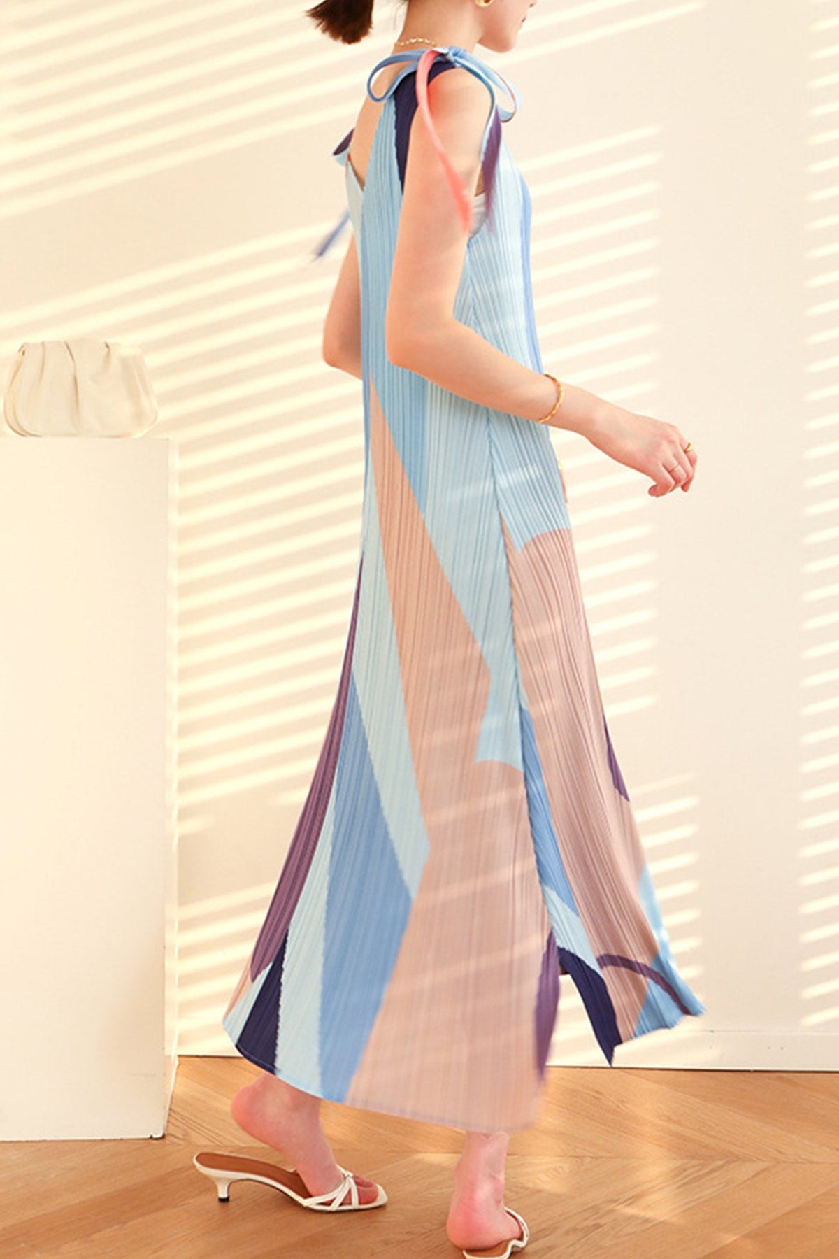 Printed Dress with Pleat Details