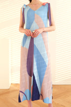Printed Dress with Pleat Details