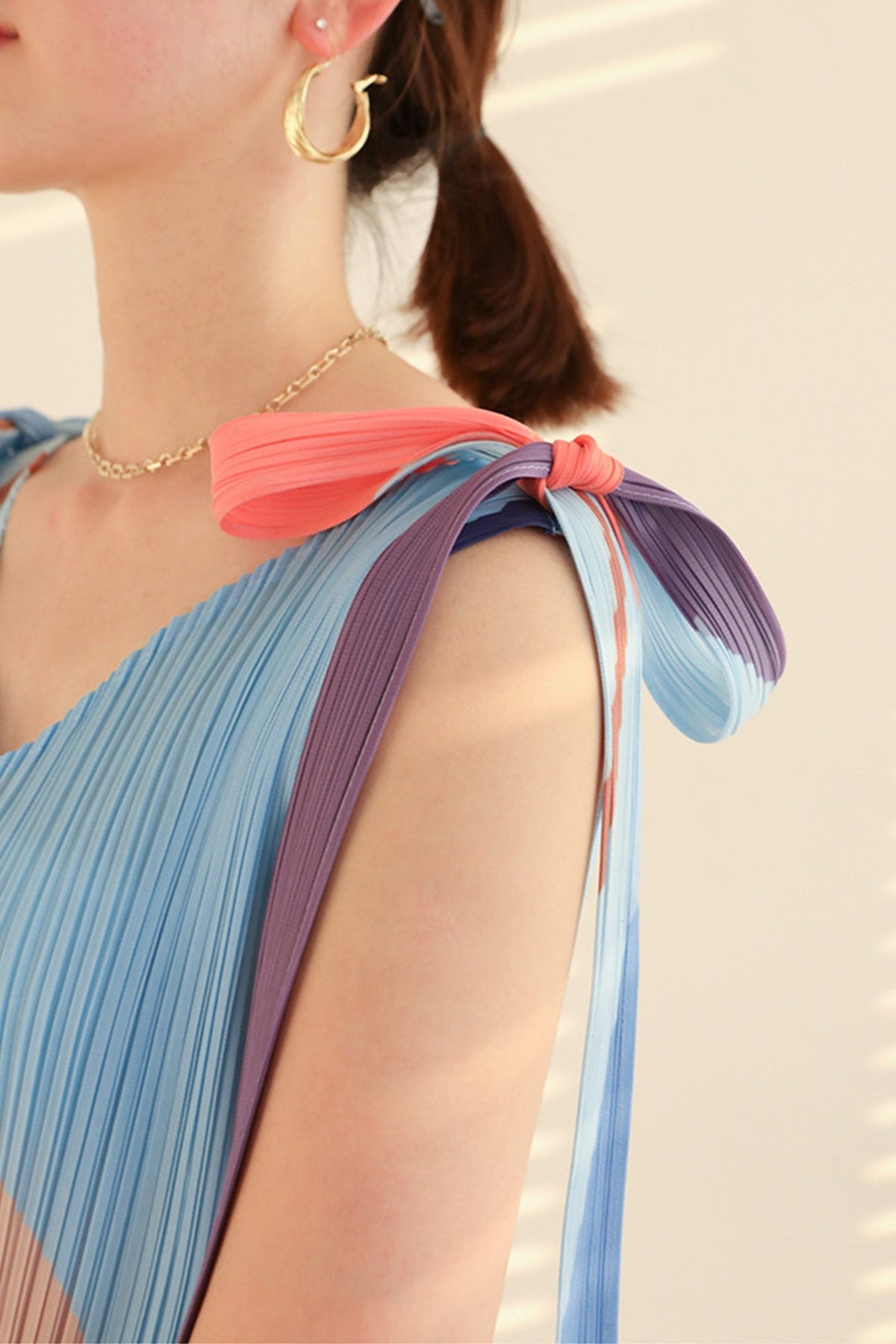 Printed Dress with Pleat Details
