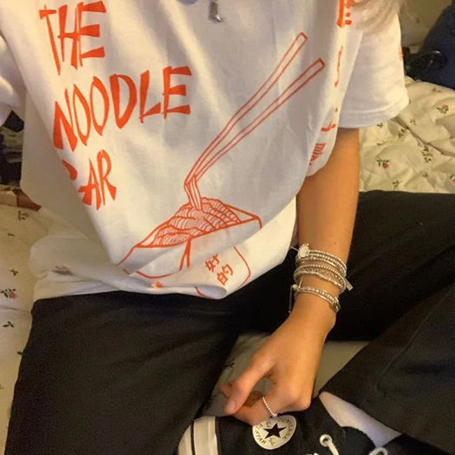 Chinese Noodle Retro Asian T-shirt WHITE / S t-shirt-250223 Main image