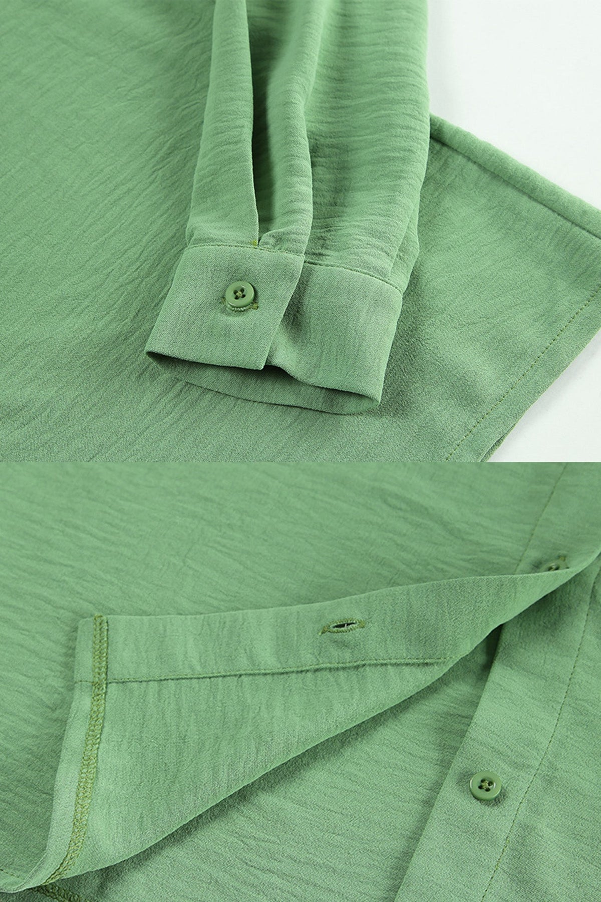 Button-Front Lapel-Collar Long-Sleeve Blouse