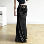 Soft Trumpet Lace Patchwork Skirt Black / S