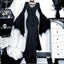 Empty Out Batwing Sleeve Full-Length Dress Black / S