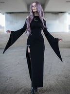 Trumpet Sleeve Lunar Maxi Dress Black / S