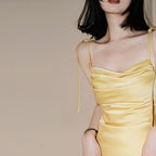 Satin Strappy Dress with Bow Details