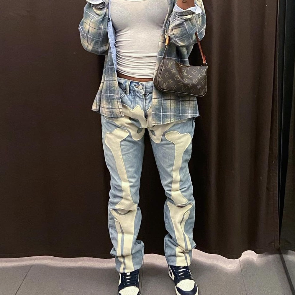 Printed Mid-Rise Pencil Jeans with Button Details