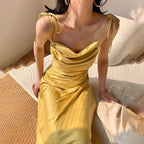 Satin Strappy Dress with Bow Details