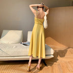 Satin Strappy Dress with Bow Details