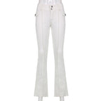 Black Low-Rise Fitted Pocket-Detail Pants