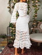 Lace A-Line Bell-Sleeve Dress
