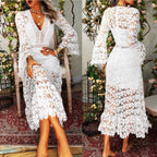 Lace A-Line Bell-Sleeve Dress